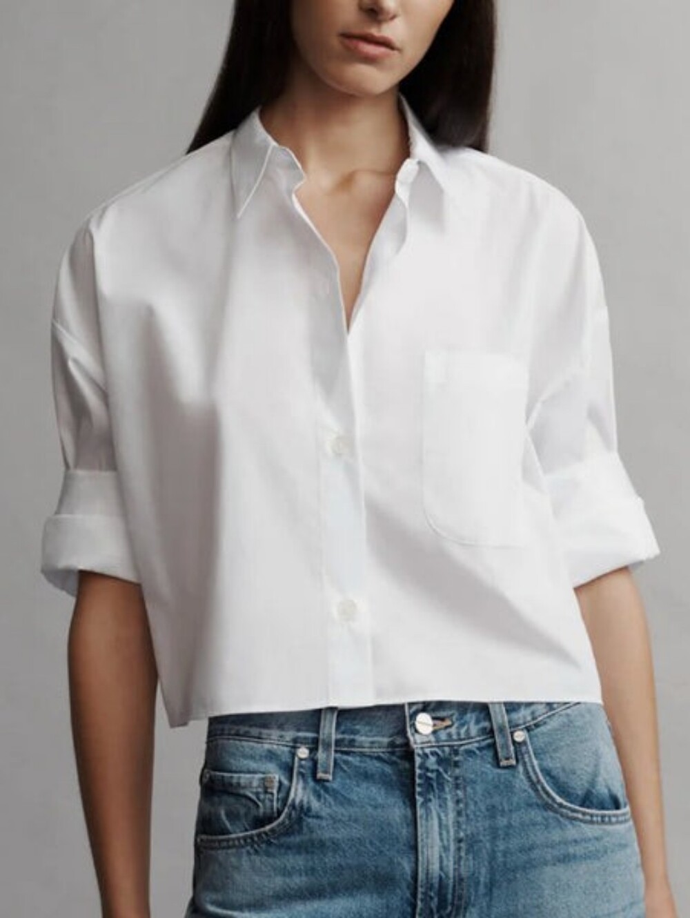 TWP Next Ex Cotton Cropped Shirt in White